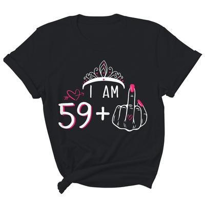Damen T-Shirt Ich bin 59 plus 1 Mittelfinger 60. Geburtstag 60 Jahre alt Geschenk