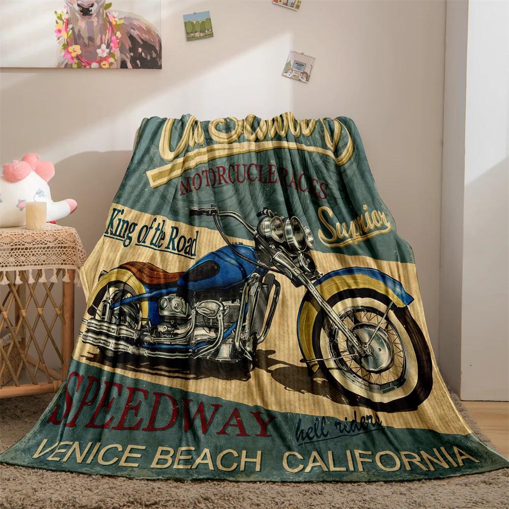 

Motorcycle Flannel Throw Blanket Extreme Sport Theme Cozy Bed Blanket Lightweight Warm Blankets for Couch Sofa Office Super Soft 80x120cm