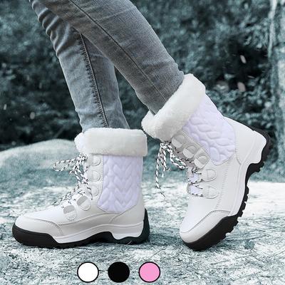Scarponi da neve invernali da donna, morbide scarpe di cotone caldo, stivali alti da esterno resistenti all'usura, comodi, antivento