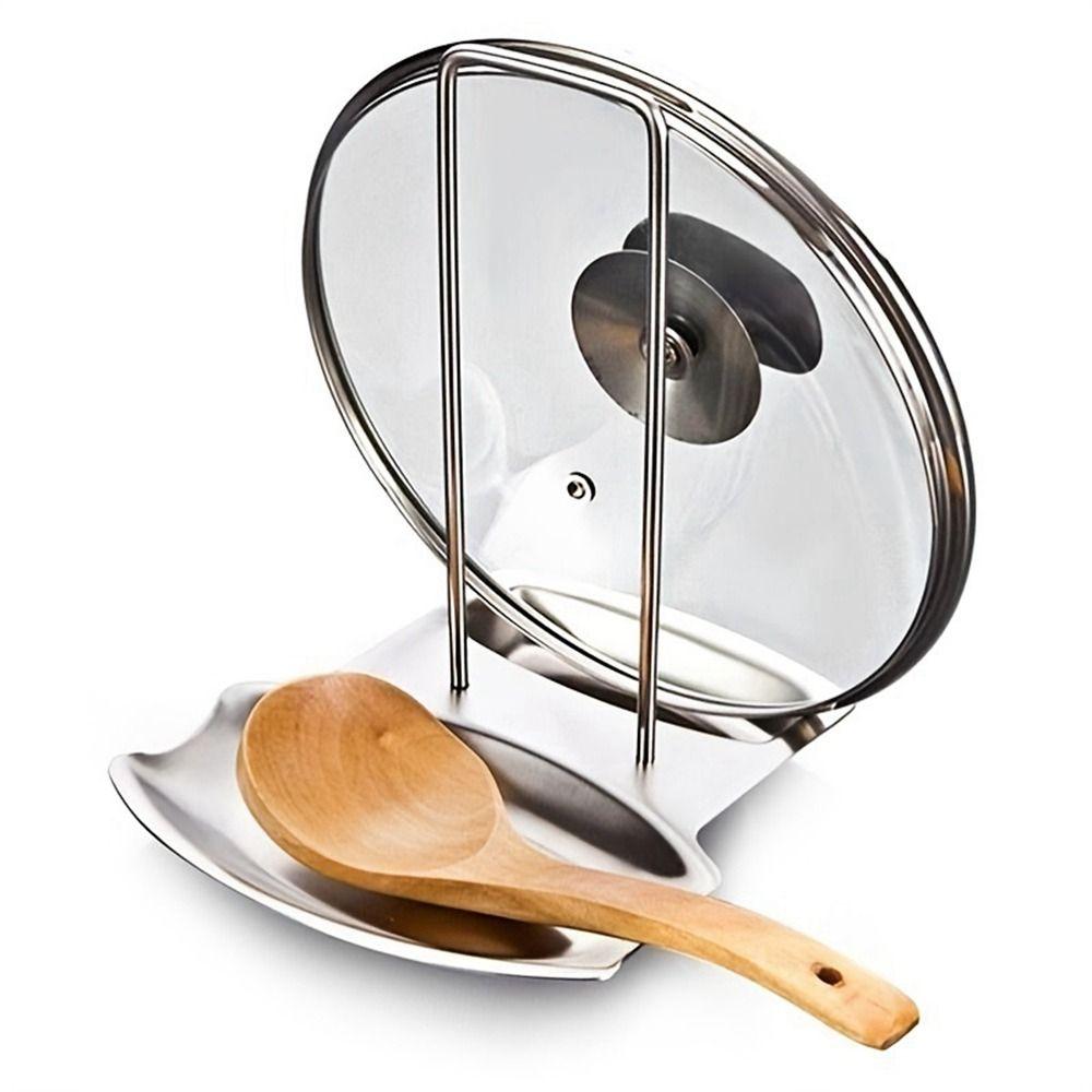Silver/Gold Lid and Spoon Rest Shelf Detachable Pot Lid Rack Stainless Steel Pot Lid Holder  Home