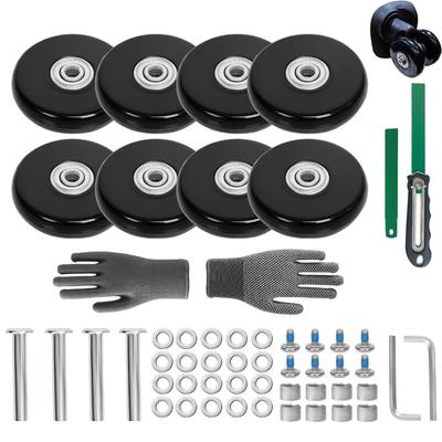 Suitcase Caster Double Replacement Set of 8 60mm Rubber Wheel