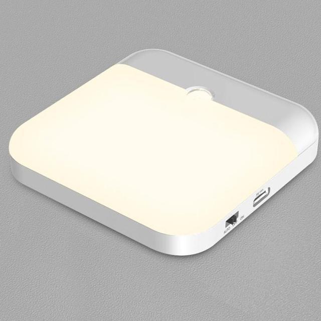 Motion Sensor Led Night Light Usb Charging Square Lamp for Bedroom Kitchen Stair Hallway Wardrobe Cupboard Lighting
