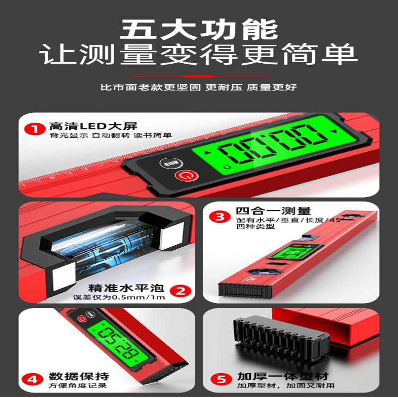1 Pezzo Righello Livella Digitale ad Alta Precisione Righello Livella Elettronico con Magnete Righello Multifunzione per Pendenze Livello