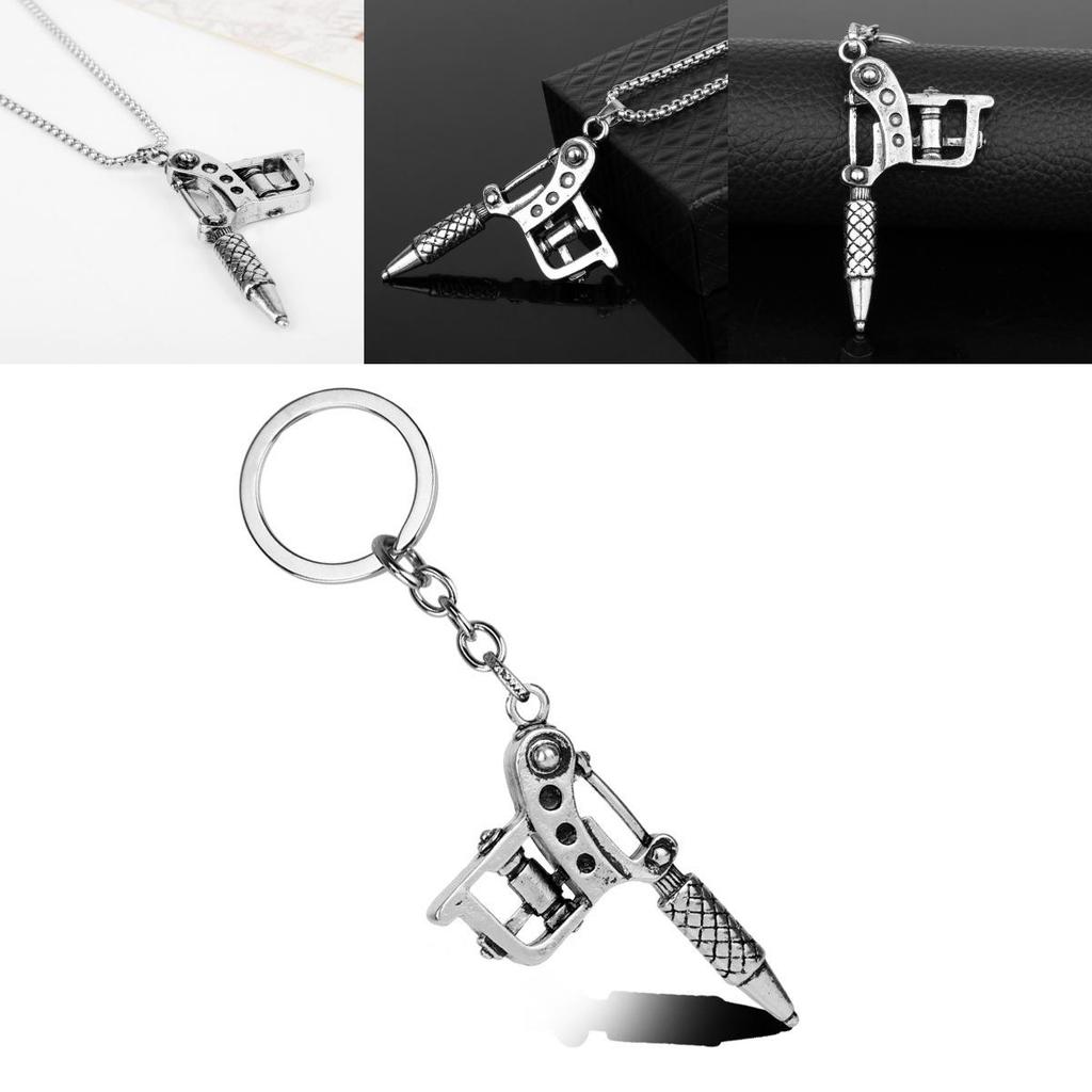 Tattoo Machine Shape Geometric Pendant Necklace With Alloy Charm For Travel Gifts