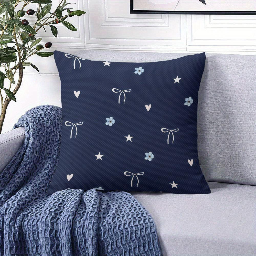 Navy White Bot square Jacquard Pillow Cover for Sofa Office Waist Cushion Cover Home Decorative Pillowcase