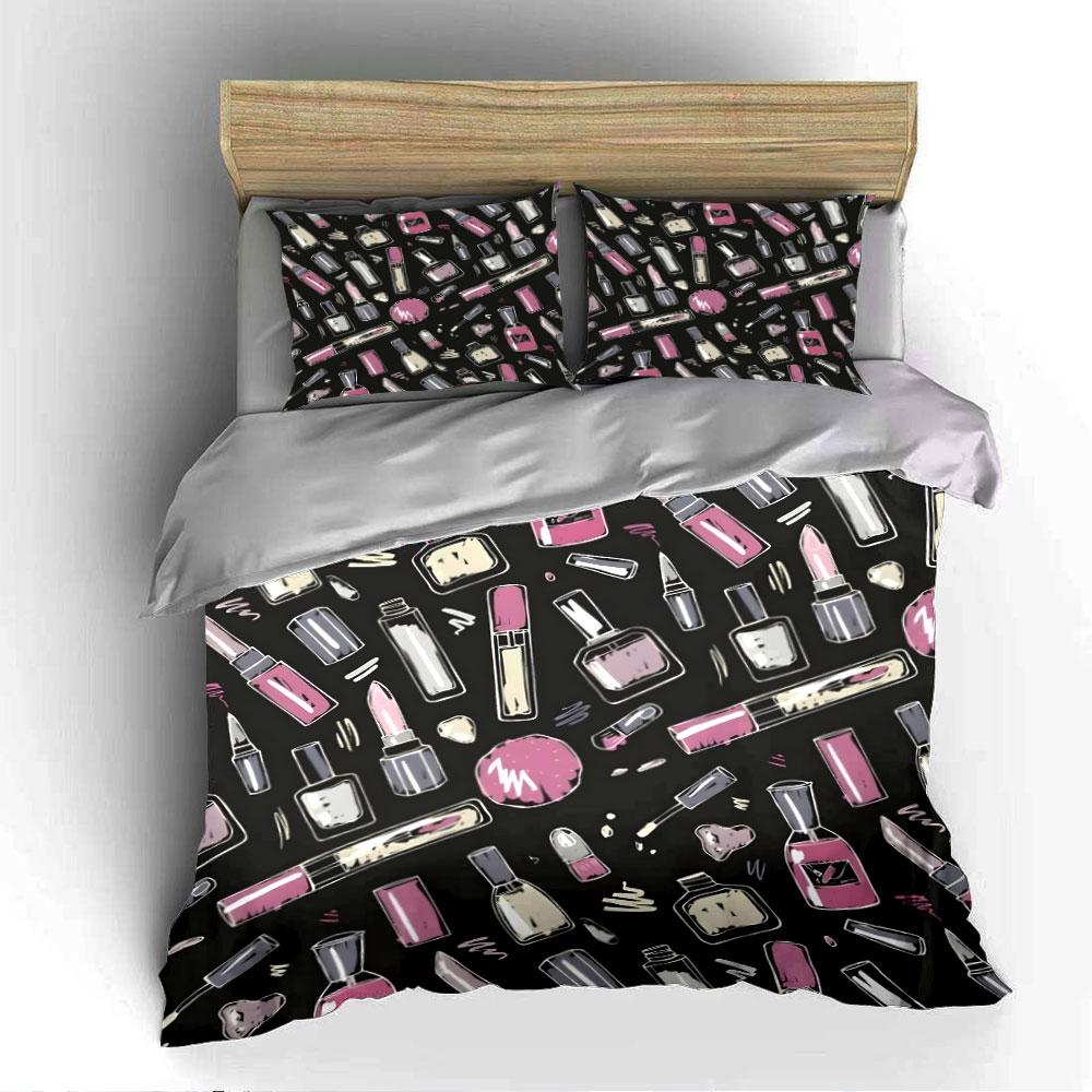 Cosmetic Pattern Bedding Set Bedding Duvet Cover Set Duvet Cover Pillowcases (1 * Duvet Cover 2 * Pillowcases, without duvet insert)