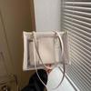 2pcs/set Elegant Transparent Jelly Bag PU Leather Handbag Clutch Bag Clear PVC Shoulder Bag  Travel