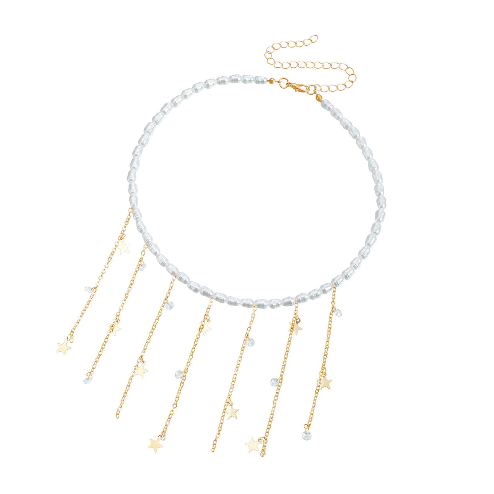 

Винтажный стиль Барокко Вдохновленный Жемчужное Ожерелье с Замысловатыми Длинными Кистями Портативное для Свадеб и Вечеринок B