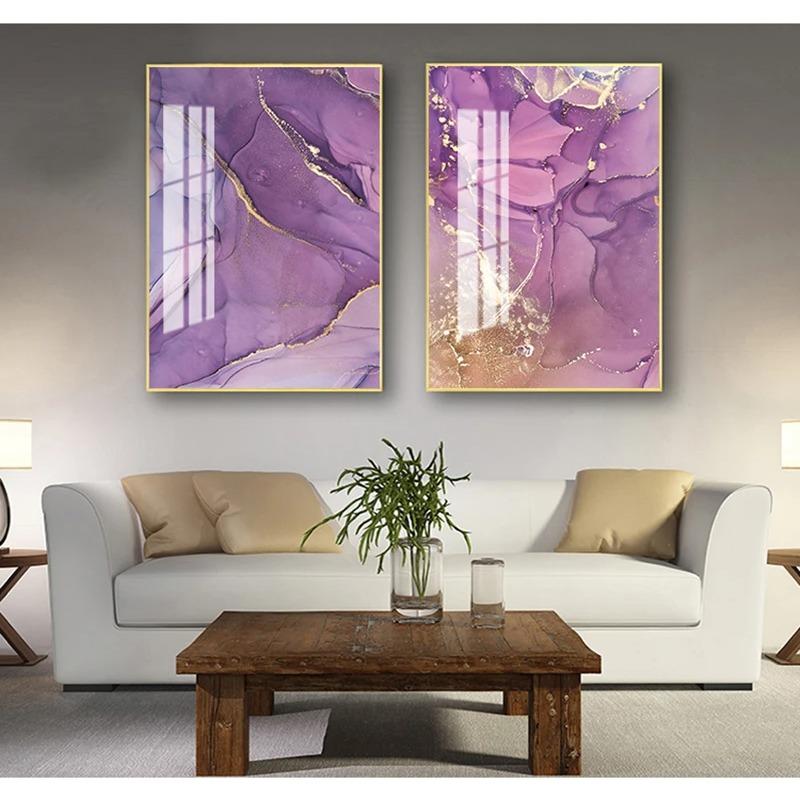 Nordic Colorful Golden Scandinavian Modern Abstract Canvas Painting Wall Art Print Pictures for Living Room Home Decor