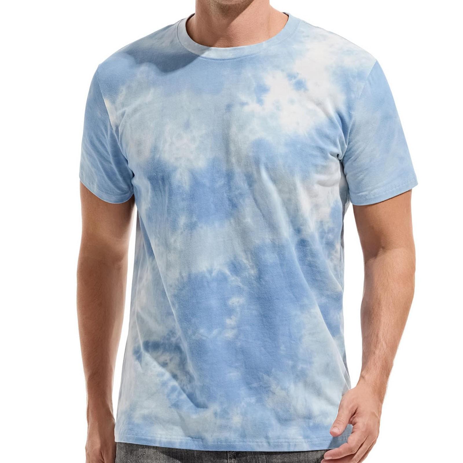 

Мужская футболка с короткими рукавами и принтом тай-дай XL небесно-голубой