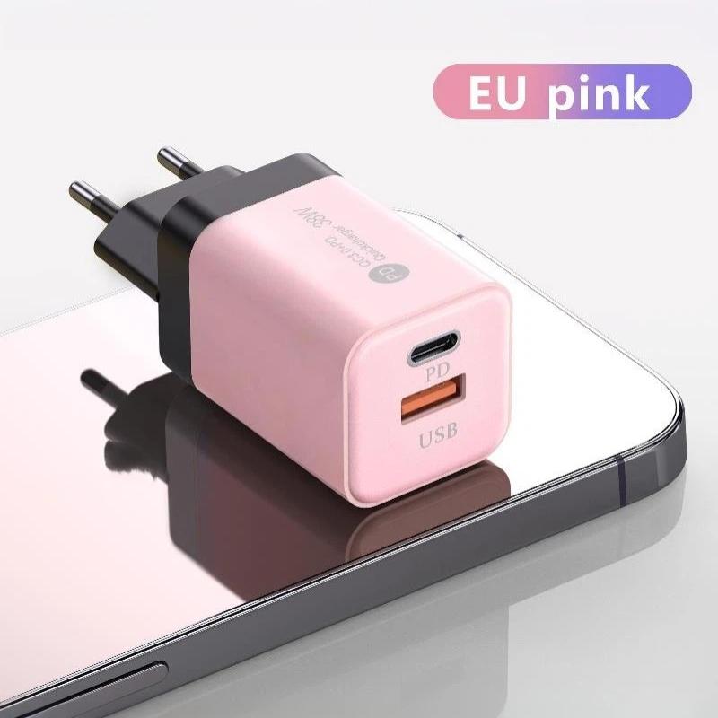 20W US Fast Wall Charger Dual PD USB Ports High Speed Charging for Smartphones Tablets Earbuds Small Digital Devices