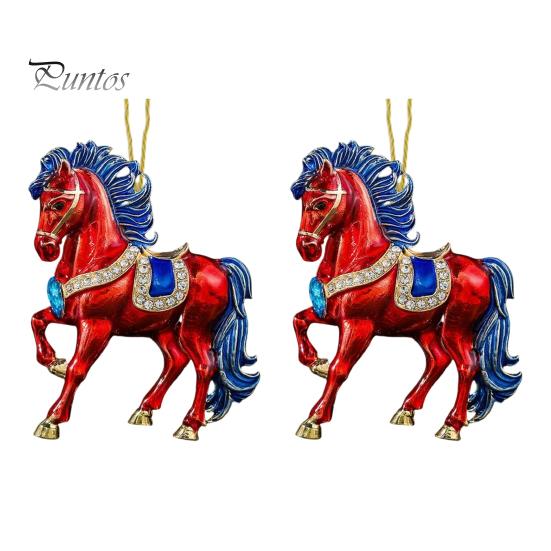Fade-resistant Horse Pendant 2Pcs 2D Acrylic Animal Charm Christmas Wall Art Accessory Tree Door Window Hanging Ornament Automotive Decoration