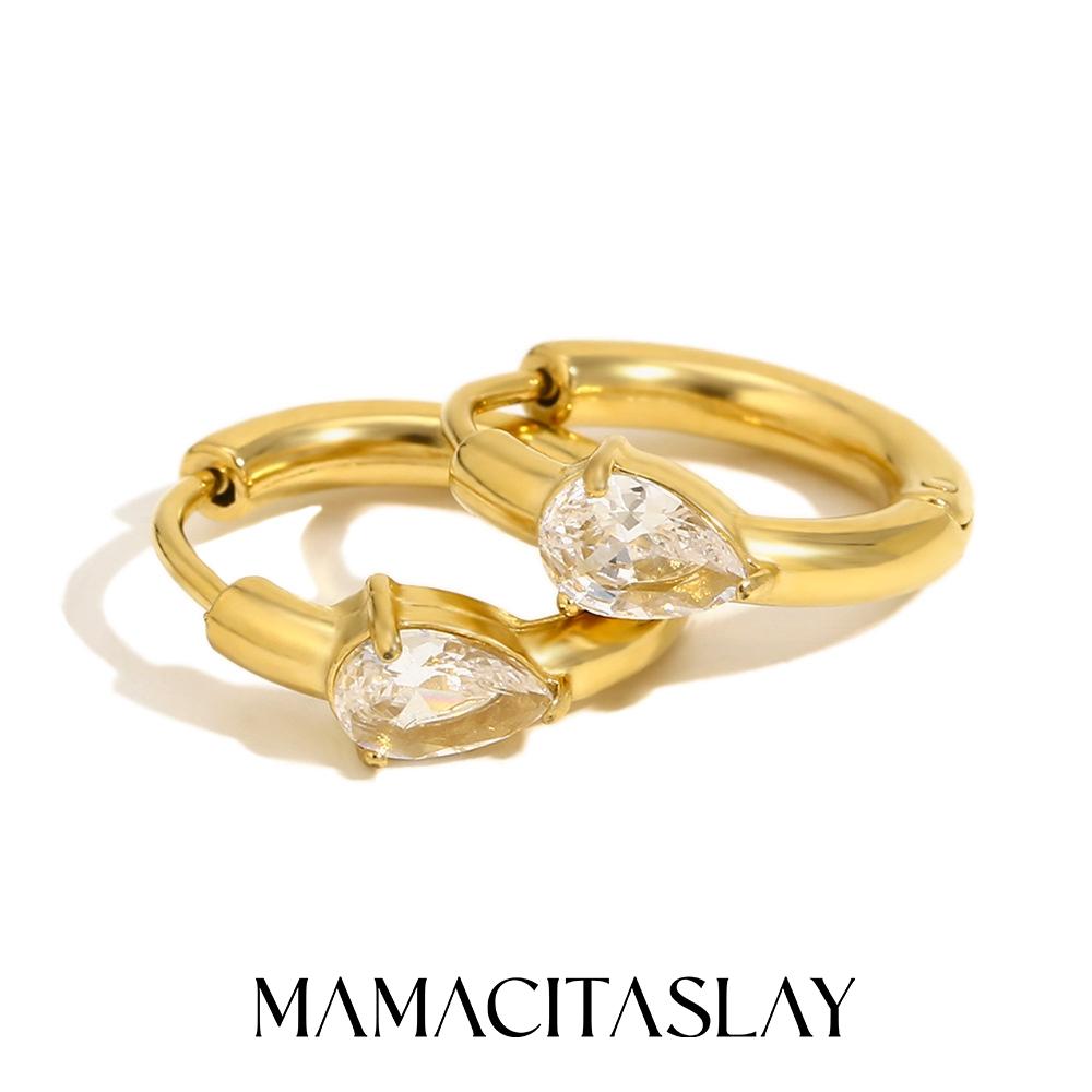 MamacitaSlay 316l Stainless Steel Zircon Hoop Earring 18K Gold Plated Waterproof Minimalist Jewelry for Women 2026 Trend Gift