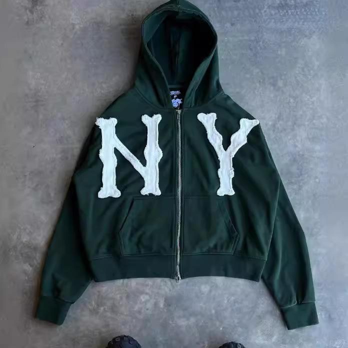 2024 Embroidered Hooded Cardigan: Unisex Loose-Fit Trendy Spring/Summer Jacket