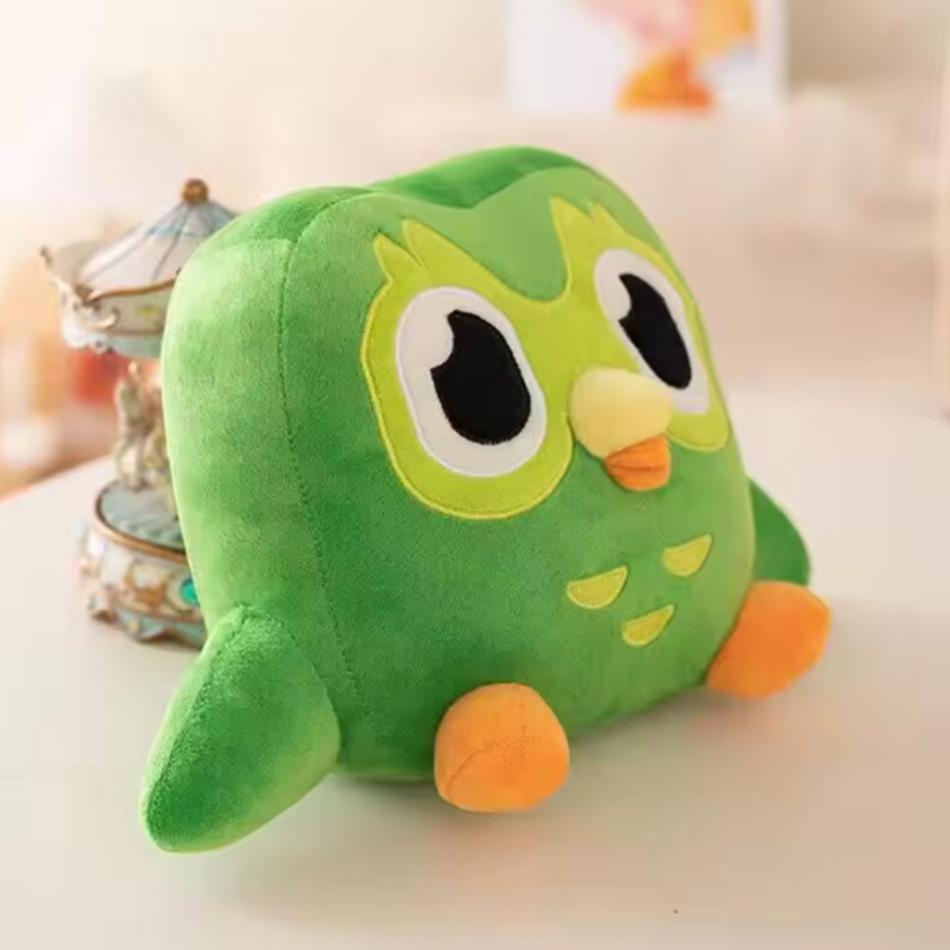 Grüne Duolingo Eule Plüschtier Duo Plüschtier von Duo der Eule Cartoon Anime Eule Puppe Weiches Stofftier Spielzeug Kinder Geburtstagsgeschenk