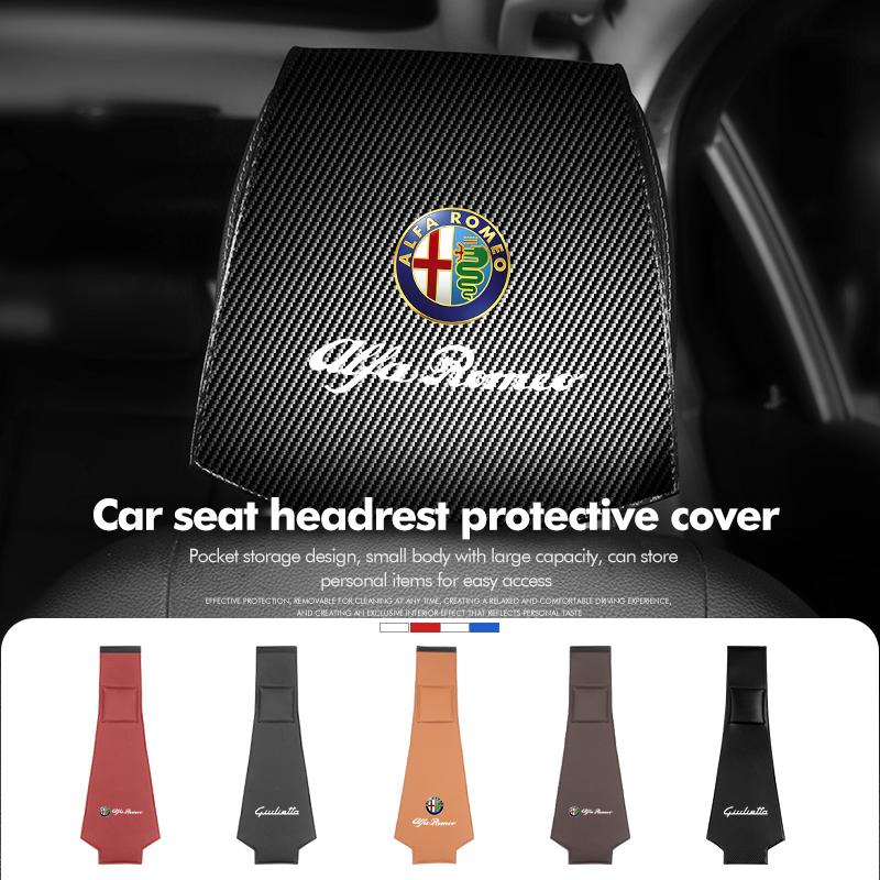 For Alfa Romeo Car Styling Headrest Case Anti-Dirty Dustproof Protective Cover GT Stelvio F1 Brera Volante Tonale Gloria Disco