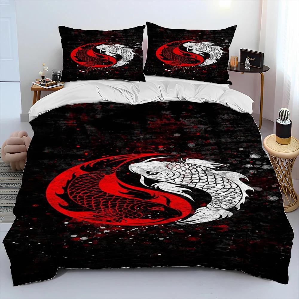 3D Chinese Tai Chi Bagua Yin Yang Pattern Bedding Set,Duvet Cover Bed Set Quilt Cover Pillowcase,Soft,Comfortable and Breathable
