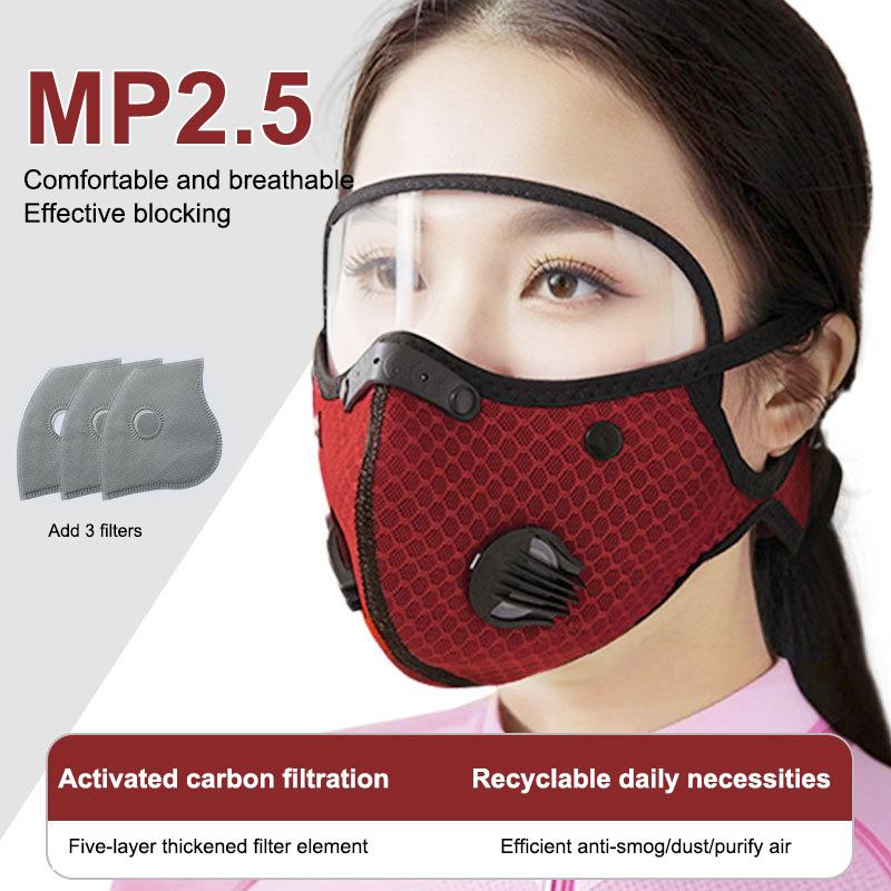 Fahrrad Gesichtsmaske mit Filter Brille Staubmaske Sport Waschbar Wiederverwendbar Gesichtsmaske für Männer Bandana Aktivkohlefilter