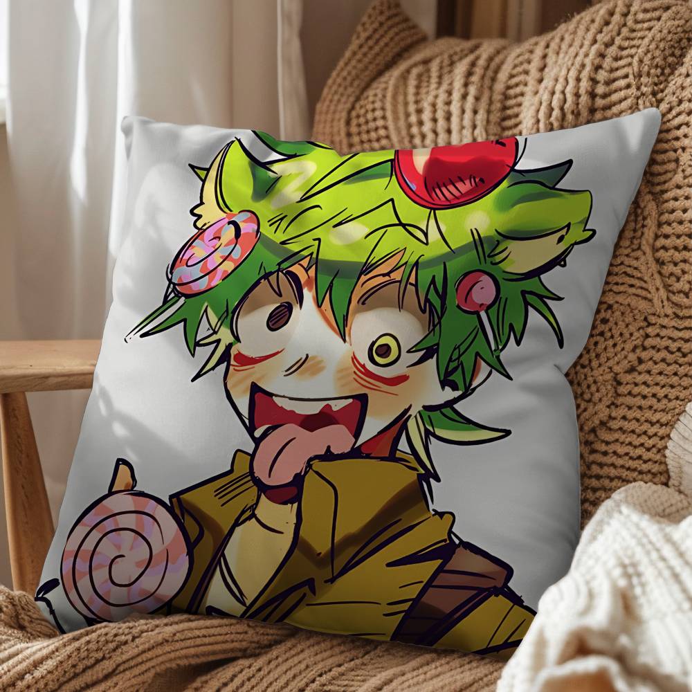 Green Cute Happy HTF Tree Friends Pillow Case Square DoubleSided Printing Short Plush Sofa Cushion Cover Bedroom Bedside Pillow
