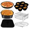 6Pcs Air Fryer Accessories Square Cake Bucket Utensils Mould Silicone Mat Cake Pan Pizza Pan Accessories for Air Fryer