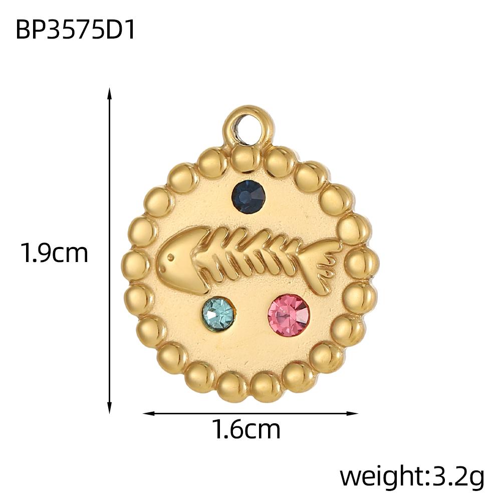 

CARLIDANA Geometric Round Turquoise Stainless Steel Charm Necklace PVD Coated Waterproof Fashion Jewelry Pendant Accessiries