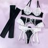 Trendy Lace See-Through Mesh Bra with Underwire - Hot Selling 5-Piece Set