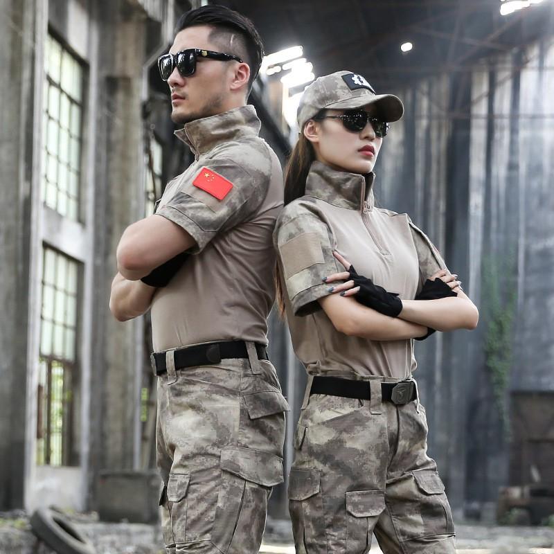 Camouflage Breathable Cycling Jersey Set Wear Resistant Tactical Training Uniform Outdoor Sports