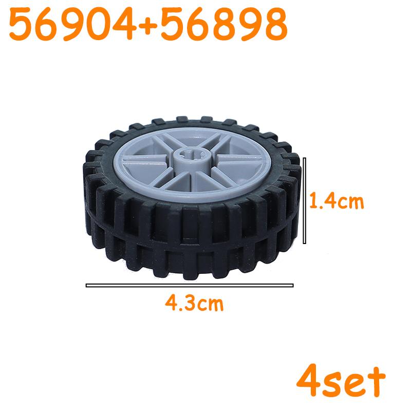 Full-size Tire Wheel Cross Hole Set Car Truck Wheels Hub Technical Bricks MOC Motorcycle Tyre & Rim Construction Building Blocks