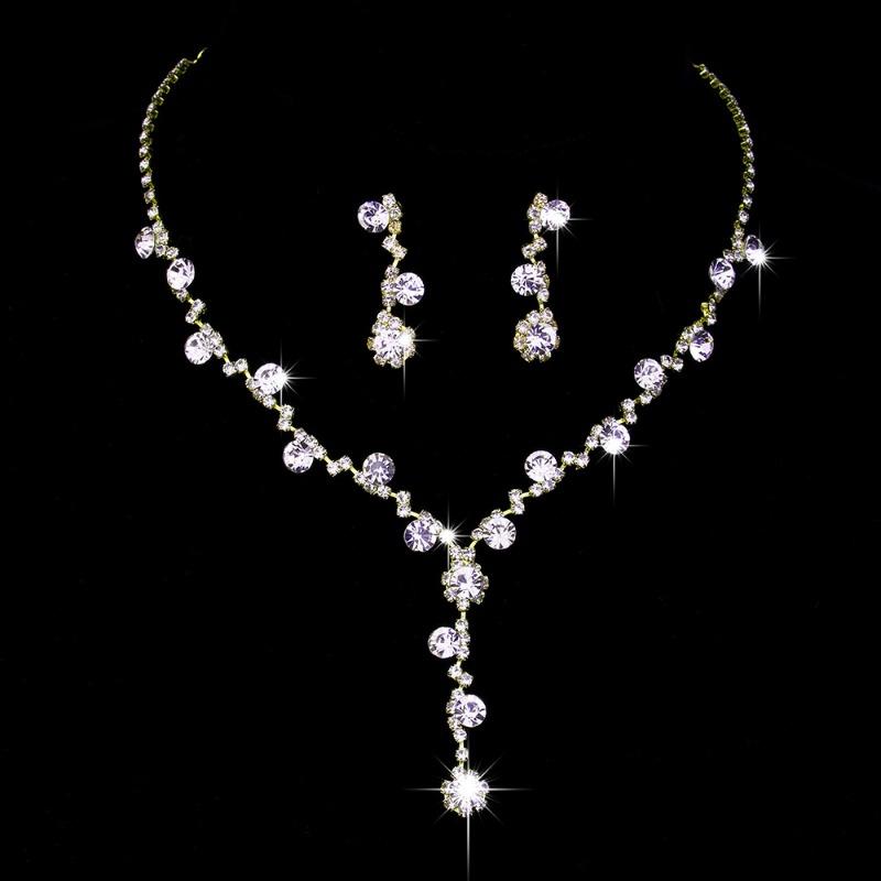 BLINGBAY Kvinners Smykkesett Søtt Trendy Bryllup Brude Tilbehør Rhinestones Elegant Armbånd Halskjede Øredobber Sett Kvinners Moderne Smykker Gave