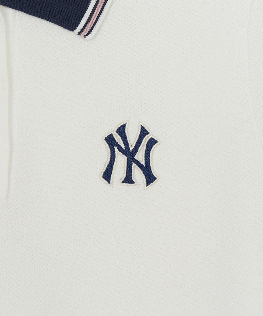 Emelbi Women'S Varsity Color Block Polo Short Sleeve Knit Ny (Ivory)