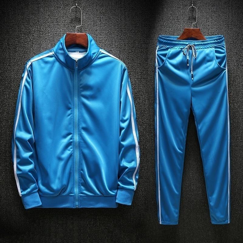 Muži Volnočasové Sportovní soupravy Tepláky Potisk Sportovní oblečení Muž Móda Mladí Jogger Sady Bunda + Kalhoty Venkovní tepláková souprava Muži 2 Psc