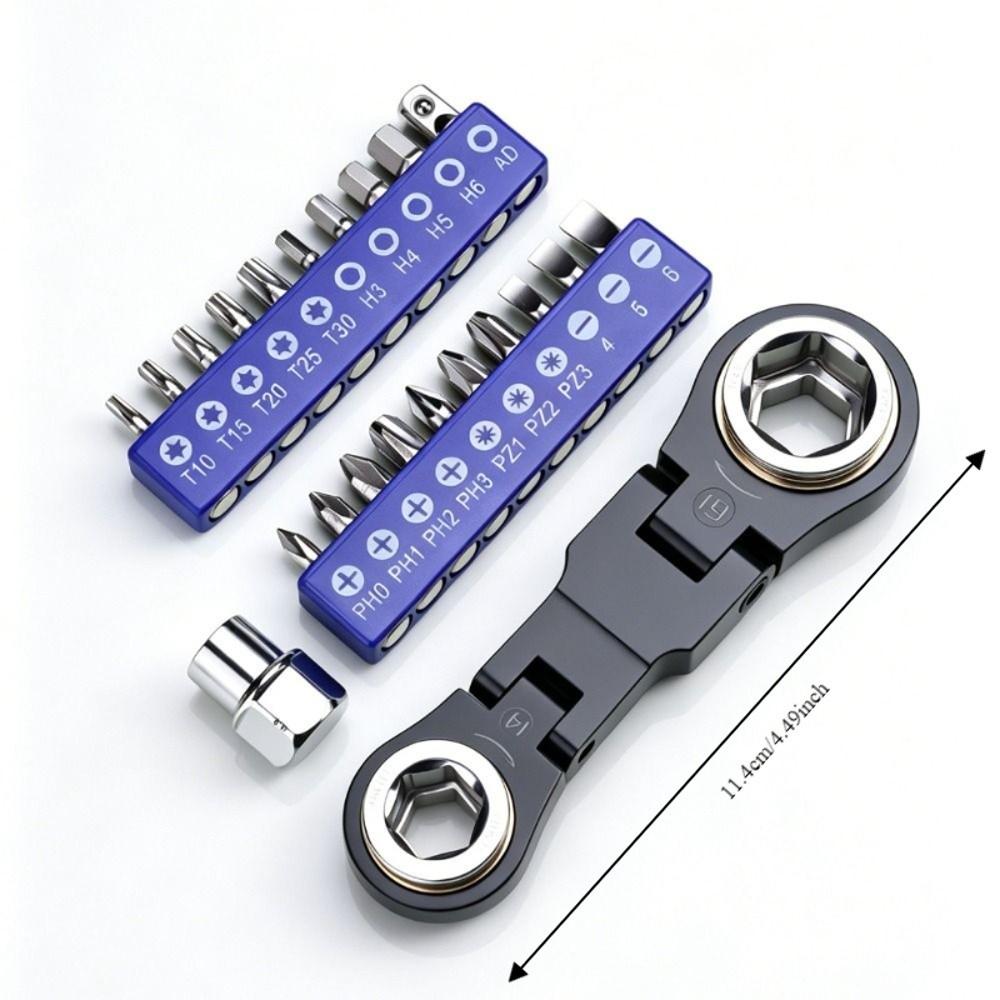 26 In 1 Ratchet Wrench Set Flexible Head Flex Head Wrench Durable Mini Hand Wrench Hand Tool