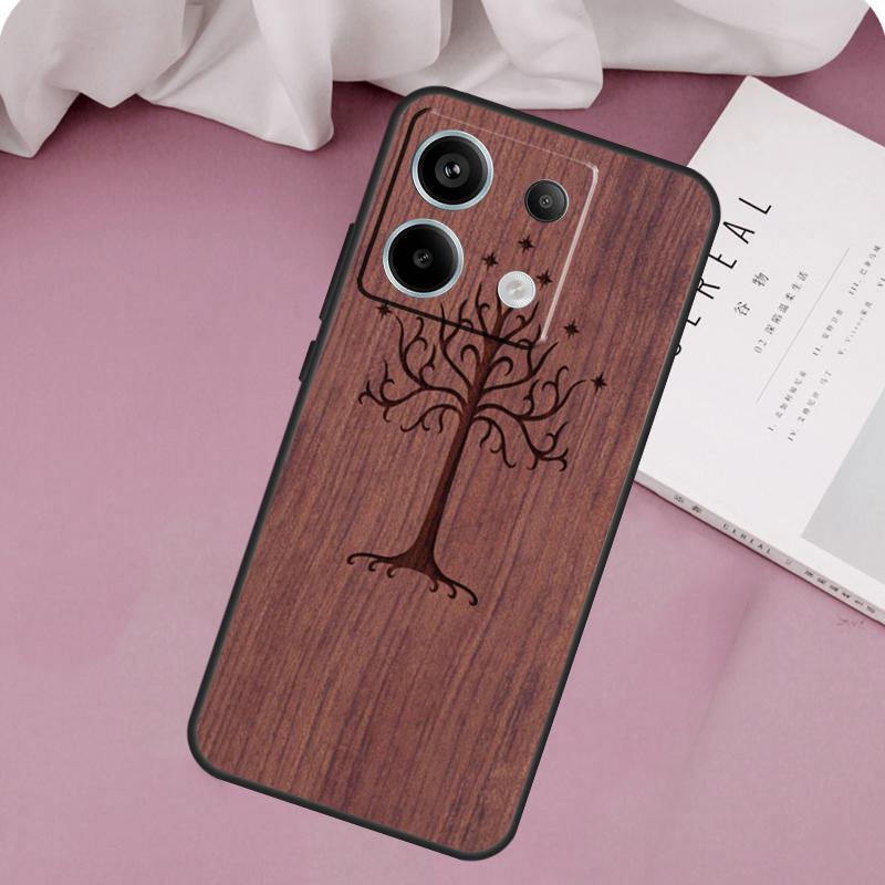 Tree Flower Bamboo Wood Case For Xiaomi Redmi Note 13 Pro 14 12 11 10 9 11S 12S Redmi 15 14C 10C 12C 13C 15C Cover
