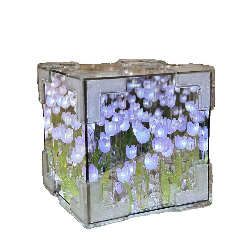Handmade Rubik's Cube Tulip Night Light - Perfect Birthday or New Year Gift for Girls and Girlfriends
