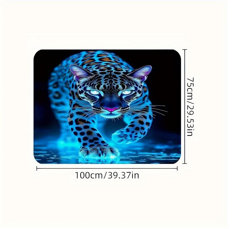 1pc Animal Theme Blue Cheetah Pattern Printed Polyester Fiber Car Trunk Mat
