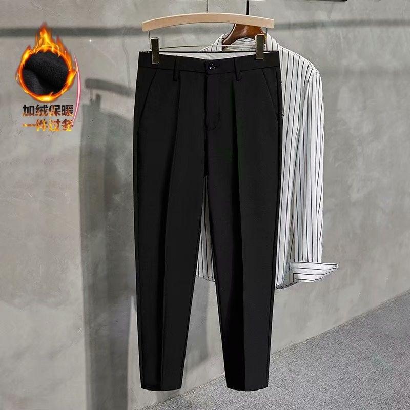 Non-ironing Pendant Slim-fitting Nine-point Trousers Men's Spring and Summer Business Small Trousers Casual Commuter Trousers Anti-wrinkle Suit Trous