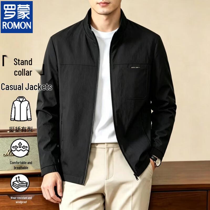 ROMON Men's Stand-Collar Casual Windbreaker Jacket