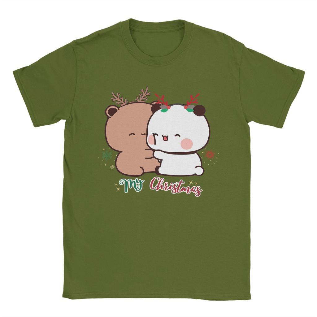 Men BuBu Panda Is DuDu Bear’s Christmas Love T-Shirts Clothing Streetwear Short Sleeves T Shirt O-Neck Casual Tee Shirt Big Size