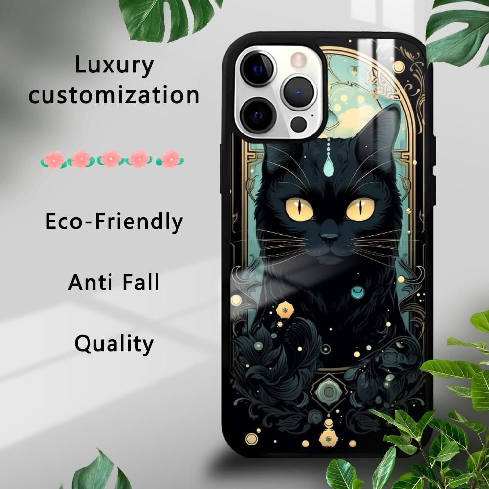 Tarot Mystery Totem Cat Phone Case For iPhone 16 15 14 13 12 11 Pro Xs Max Mini Plus Celulares Hard Funda