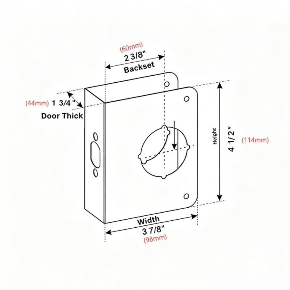 Heavy Duty Door Repair Plate Stainless Steel Lock Slot Accessories  for 1-3/4-inch Thick Door