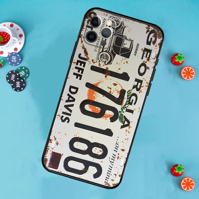 Retro Funny License Plate Phone Case For iPhone 17 Air 14 16 15 11 12 13 Pro Max 12 13 Mini 15 16 Plus 16e Cover Funda