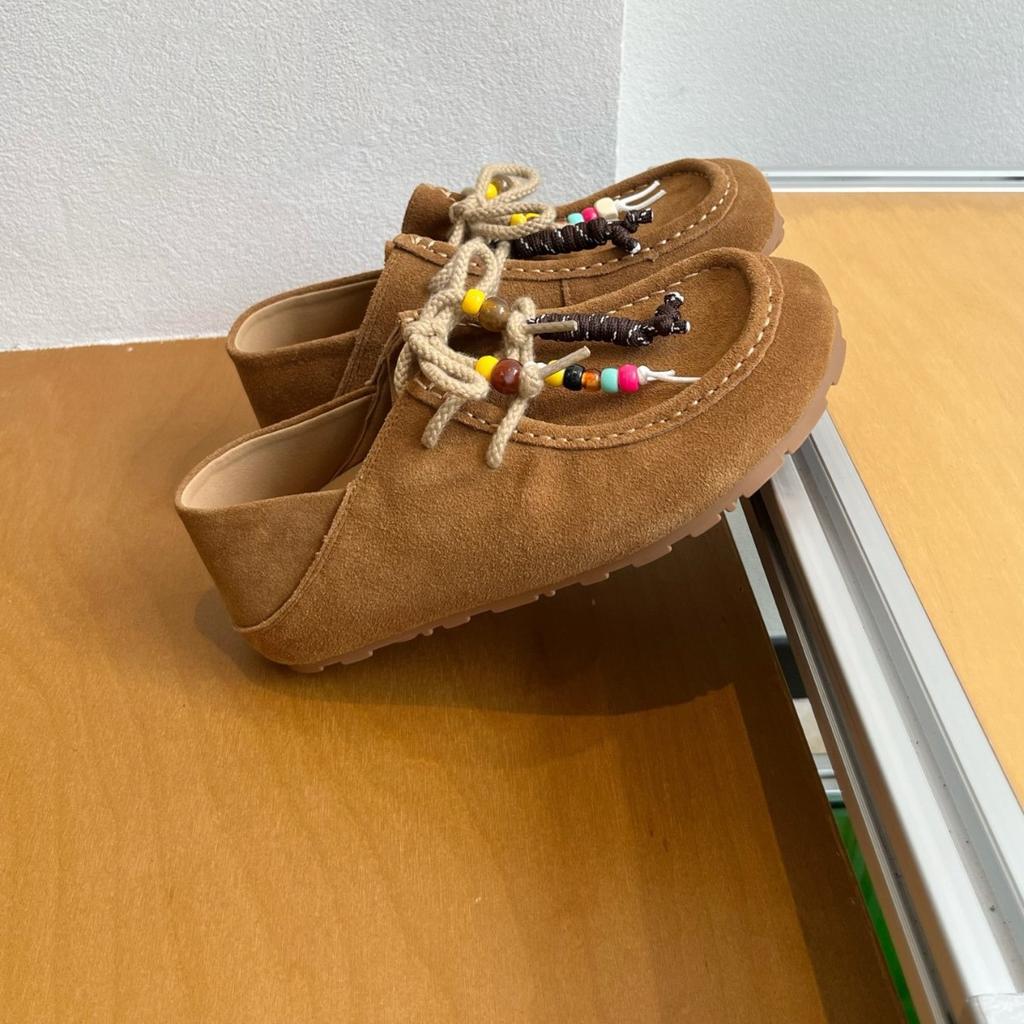 Two Wear Genuine Leather Kangaroo Shoes 2025 Autumn New Flat-bottomed German Training Shoes Women's Shoes Casual Shoes Versatile Small Leather Shoes S