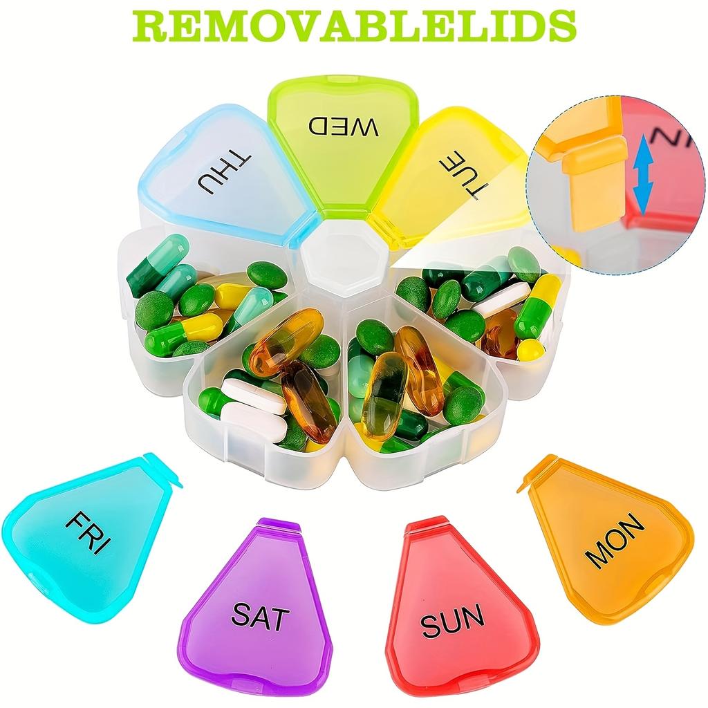 Cute 7-Day Pill Organizer with Large Compartments – Transparent Daily Medication Box for Travel, Pill Storage