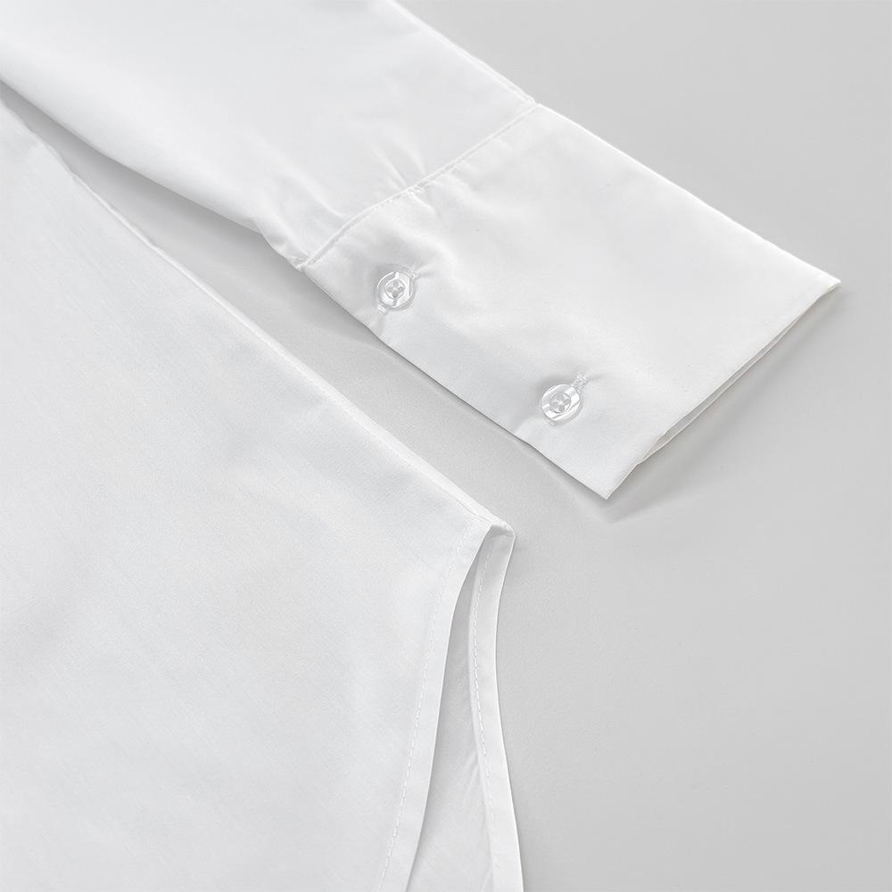 Spring and Summer Simple Loose Fit White Shirt Casual Fashion Mid-Length Top for Women