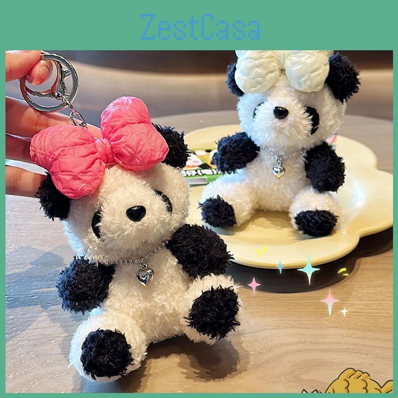 Tie Delightful Bow Panda Plush Keychain Cute Soft Key Ring Ideal For Gifts Creative
