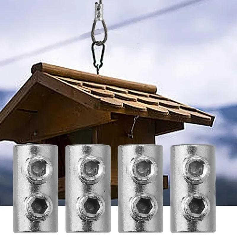 50/1PCS Steel Wire Rope Clamp Anti Slip Heavy-Duty Copper Clip Double Hole Suspension Cable Clamp Adjustable Hardware Fastener