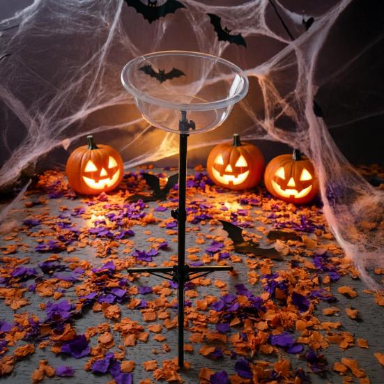 Decoração de Halloween Yousheng com Luz LED de 8 Modos com Controle Remoto, Tigela de Doces Fantasma com Suporte de Tripé, Porta-Doces Fantasma Fofo para a Frente