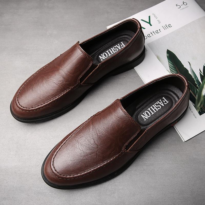 Business Men's Formal Leather Shoes Non Slip Casual Footwear Fashion Minimalist Loafers Comfortable Male Slip on Flats Moccasins
