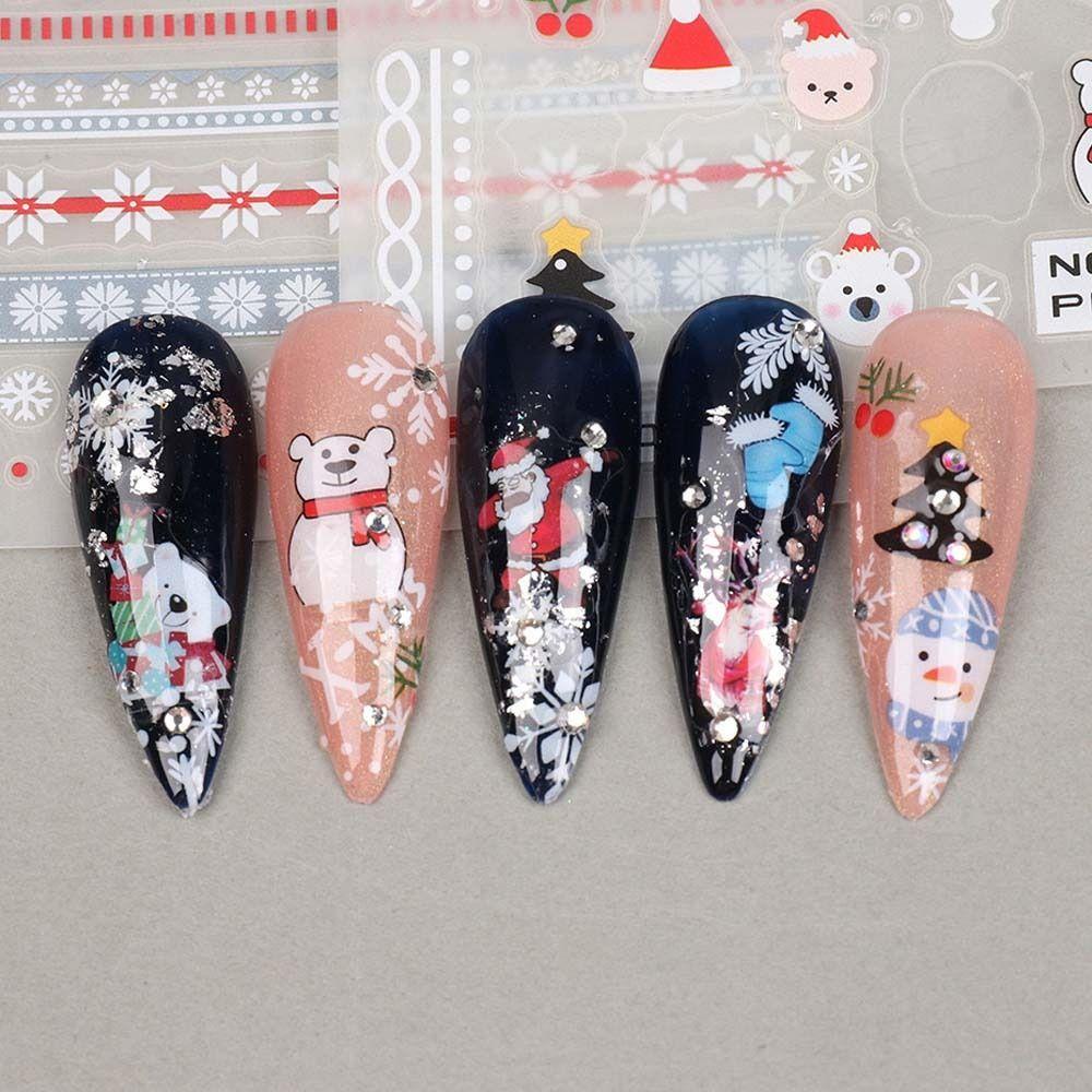 Nail Art Decoration Christmas Nail Stickers Nail Accessories Christmas Nail Decals Colorful   Girls