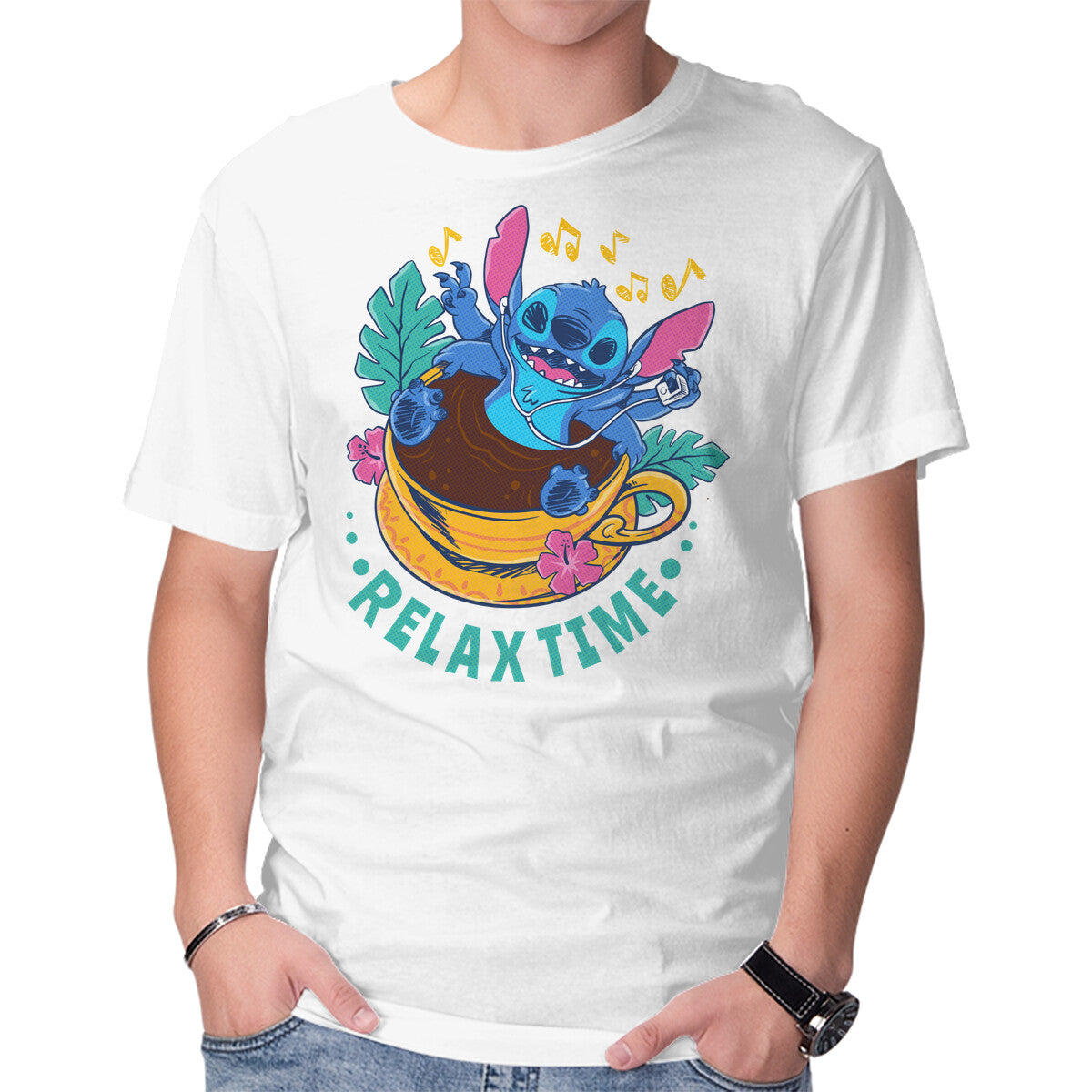 Unisex Crew Neck T-Shirt Relax For Coffee Time Graphic Short Sleeve Casual Tee M